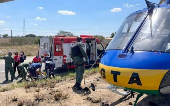 GTA faz resgate aeromédico de vítima de acidente de trânsito na BR-235